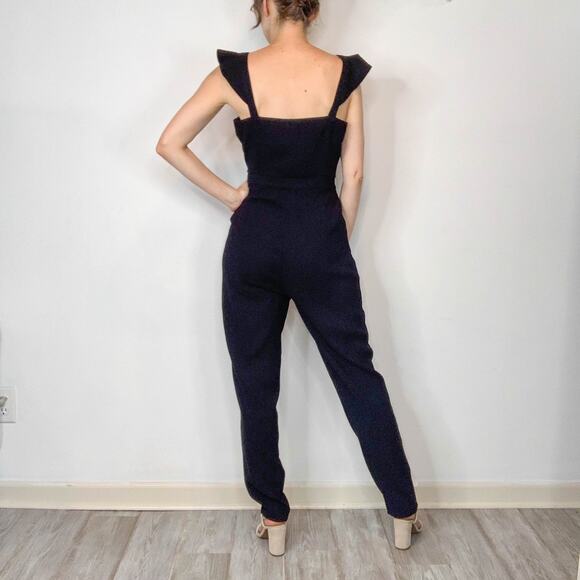 NWOT CUPCAKES AND CASHMERE Well Suited black jumpsuit ruffle strap pockets 2941 - Picture 2 of 10